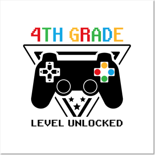 4th Grade Level Unlocked First Day of School Video Gamer Posters and Art